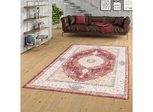 4251765661524 - - Vintage Designerteppich Finesse Orient Rot Beige Medaillon - 120x170 cm