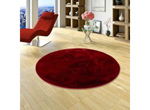 4251765662279 - - Luxus Super Soft Fellteppich Plush Rot Rund - 80 cm Rund