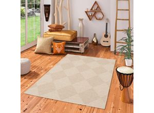 4251765662477 - - Natur Teppich Flachgewebe Casa Beige Rauten - 80x150 cm