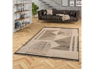 4251765663153 - Jute Natur Ethno Style Teppich Origin Beige Schwarz Modern - 80x150 cm