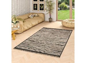 4251765663306 - - Jute Natur Ethno Style Teppich Origin Beige Schwarz Animal Print - 80x150 cm