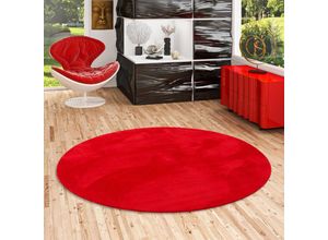 4251765664273 - - Luxus Super Soft Fellteppich Pearl Rot Rund - 120 cm Rund