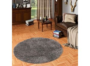 4251765665010 - - Hochflor Langflor Shaggy Teppich Comfy Mix Anthrazit Rund - 200 cm Rund