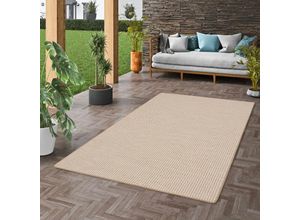 4251765665584 - - In & Outdoor Teppich Flachgewebe Oslo Beige Creme Karo - 80x200 cm