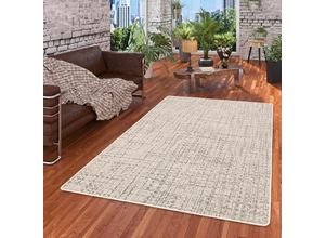 4251765665843 - - In & Outdoor Teppich Flachgewebe Oslo Creme Schwarz Meliert - 80x320 cm