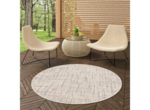 4251765666307 - - In & Outdoor Teppich Flachgewebe Oslo Creme Schwarz Meliert Rund - 200 cm Rund