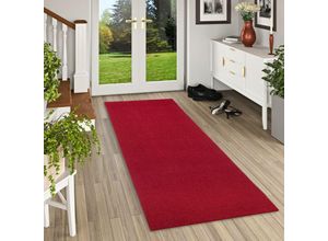 4251765666918 - - Luxus Läufer Hochflor Shaggy Teppich Velvet Weinrot - 80x200 cm