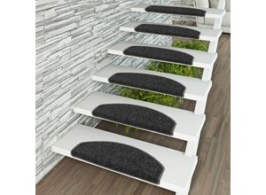 4251765681546 - - Trend Schlinge Stufenmatte Strong Schwarz Grau (halbrund) - 24x65 cm = 15 Stck