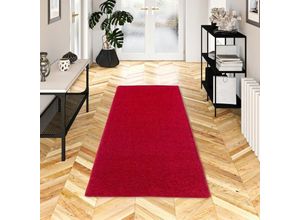 4251765683403 - - Hochflor Velours Läufer Teppich Mona Rot - 80x400 cm