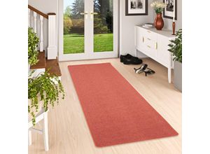 4251765685452 - - Feinschlingen Läufer Velour Teppich Strong Terrakotta - 80x400 cm