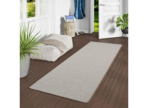 4251765685964 - - Feinschlingen Läufer Velour Teppich Strong Taupe - 80x200 cm