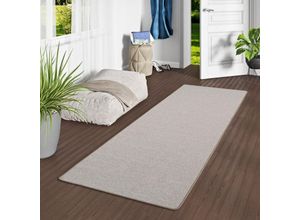 4251765685995 - Feinschlingen Läufer Velour Teppich Strong Taupe - 80x400 cm