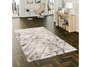 4251765689146 - - Luxus Designer Teppich Carrara Marmor Optik Silber Grau Trend - 120x170 cm