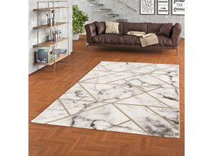 4251765689177 - - Luxus Designer Teppich Carrara Marmor Optik Gold Grau Trend - 80x150 cm