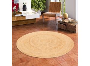 4251765692573 - Naturfaser Teppich Handgefertigt Jute Salsa Natur Beige Rund - 200 cm Rund