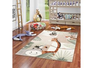 4251765693532 - - Kinder Teppich Softstar Kids Tierwelt Mintgrün Beige - 160x230 cm