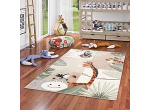 4251765693617 - - Kinder Teppich Softstar Kids Tierwelt Mintgrün Beige - 200x290 cm