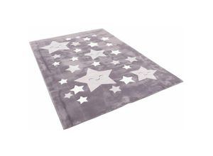 4251765693808 - - Kinder und Jugend Super Soft Fellteppich Pearl Kids Grau Sterne - 120x170 cm