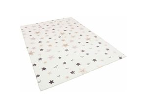 4251765693877 - Kinder und Jugend Super Soft Fellteppich Pearl Kids Creme Sterne - 80x150 cm