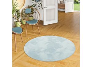 4251765694669 - - Luxus Super Soft Fellteppich Pearl Blau Rund - 120 cm Rund