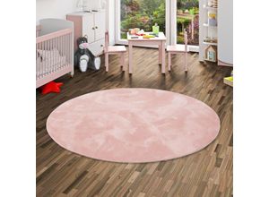 4251765697868 - - Kinder und Jugend Super Soft Fellteppich Pearl Kids Rosa Rund - 120 cm Rund