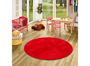 4251765698032 - - Kinder und Jugend Super Soft Fellteppich Pearl Kids Rot Rund - 160 cm Rund