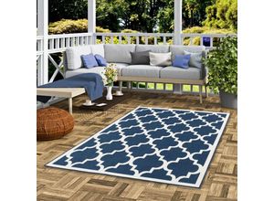 4251765699879 - - In- und Outdoor Teppich Beidseitig Cape Cod Fliesenoptik Blau Creme - 80x140 cm