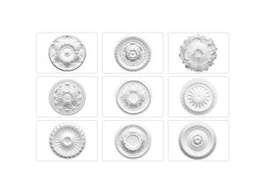 4251769659176 - Design - Stuckrosette aus eps Styropor silber - Deckenrosette Stuck Wanddeko Wohnzimmer R-02 - ø 40cm