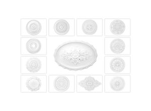 4251769680149 - Grand Decor Stuckrosette aus PU R125 bis R179 - Deckenrosette Stuck Wanddeko Wohnzimmer R130 - Ø 40 cm