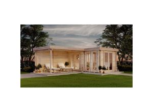 4251771219276 - Saunahaus Quinta iso Gartensauna 3 Sitzbänke aus Holz Sauna mit 44 mm Wandstärke fsc zertifiziert Außensauna mit Montagematerial - Naturbelassen