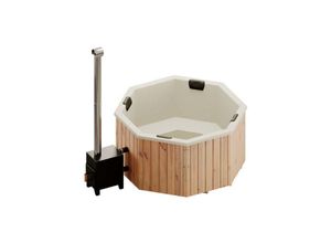 4251771228001 - FINNTHERM Badefass Kopenhagen aus Thermoholz Badebottich Hot Tub mit Holzofen Schwimmbecken Jacuzzi outdoor beheizbar 180 x 180 cm