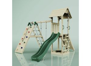 4251771240980 - Polarplay - polar play Outdoor Spielturm mit Wellenrutsche Klettergerüst mit Kinderschaukel Kletterwand Kletternetz Ausführung Kinderschaukel