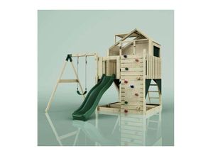 4251771241246 - PolarPlay Spielturm mit Spielhaus inkl Wellenrutsche Outdoor Klettergerüst Garten Kletterwand und Kletterleiter Ausführung mit Kinderschaukel