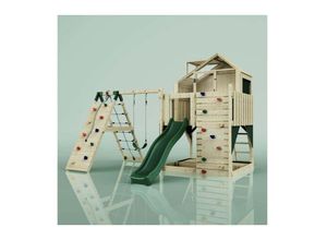 4251771241369 - Polarplay - polar play Outdoor Spielturm mit Wellenrutsche Spielhaus aus Holz mit Kinderschaukel Kletterwand Kletternetz Ausführung Kinderschaukel