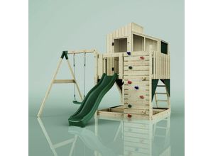 4251771241499 - Polarplay - Rebo Spielturm mit Spielhaus inkl Wellenrutsche Outdoor Klettergerüst Garten Kletterwand und Kletterleiter Ausführung Kinderschaukel