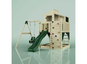 4251771241505 - Polarplay - Spielturm mit Spielhaus inkl Wellenrutsche Outdoor Klettergerüst Garten Kletterwand und Kletterleiter Ausführung mit Kinderschaukel