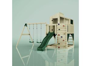 4251771241550 - Polarplay - Spielturm mit Spielhaus inkl Wellenrutsche Outdoor Klettergerüst Garten Kletterwand und Kletterleiter Ausführung mit Kinderschaukel