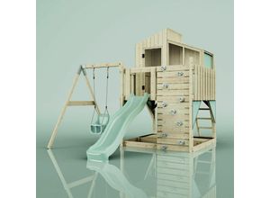 4251771253911 - Polarplay - Rebo Spielturm mit Spielhaus inkl Wellenrutsche Outdoor Klettergerüst Garten Kletterwand und Kletterleiter Ausführung Babyschaukel