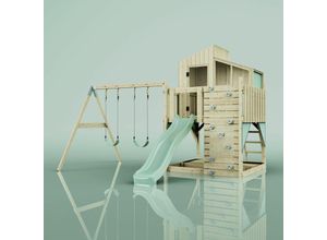 4251771254062 - Polarplay - Rebo Spielturm mit Spielhaus mit Wellenrutsche Outdoor Klettergerüst Garten Kletterwand und Kletterleiter Ausführung Kinderschaukel