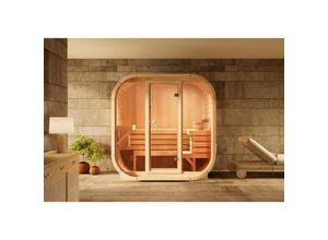 4251771264504 - Innensauna Elipso m Sauna mit Glasfront 42 mm Wandstärke 3 Personen - ohne Farbbehandlung - Finntherm