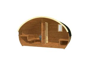 4251771264573 - Finntherm - Sauna Hobbit s Gartensauna 3 Sitzbänke aus Holz  Sauna mit 42 mm Wandstärke Außensauna - Naturbelassen