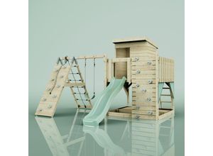 4251771273179 - PolarPlay Spielturm Freja aus Holz in GrünKinderschaukel