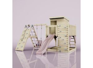 4251771273223 - Spielturm Freja aus Holz in Rosa - Rosa - Polarplay