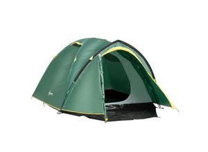 4251774903325 - Campingzelt für 3-4 Personen grün gelb 325 x 183 x 130 cm (LxBxH) Kuppelzelt Multifunktionszelt Sonnenschutz Zelt