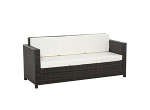 4251774904056 - 3 - Sitzer Rattansofa mit Kissen 185 x 70 x 80 cm (LxBxH? Gartencouch Gartenmöbel Loungesofa Rattan Terasse