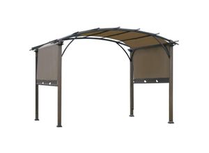 4251774905299 - Pergola mit einstellbarem Stoffdach braun 345 x 345 x 25 m (LxBxH) Pavillon Terrassenüberdachung Sonnenschutz Terasse