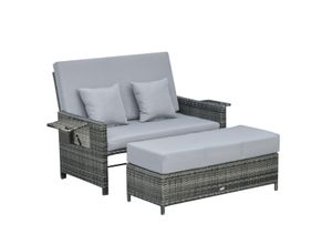 4251774905817 - Polyrattan Lounge-Sofa mit Kissen 130 x 72 x 96 cm (LxBxH) Gartensofa Gartenliege Rattansofa Gartenmöbel