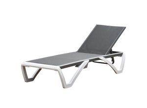 4251774906555 - Gartenliege verstellbar grau weiß 170-195 x 675 x 95 cm (LxBxH) Sonnenliege Relaxliege klappbare Strandliege