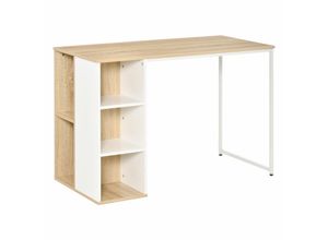 4251774912655 - Schreibtisch Tisch mit Bücherregal eiche weiß 115 x 55 x 75 cm (BxTxH) Schreibtisch Bücherregal Computertisch PC-Ablage