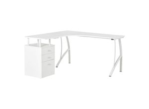 4251774913195 - Schreibtisch in L-Form mit Schubladen weiß 1435L x 1435B x 76H cm